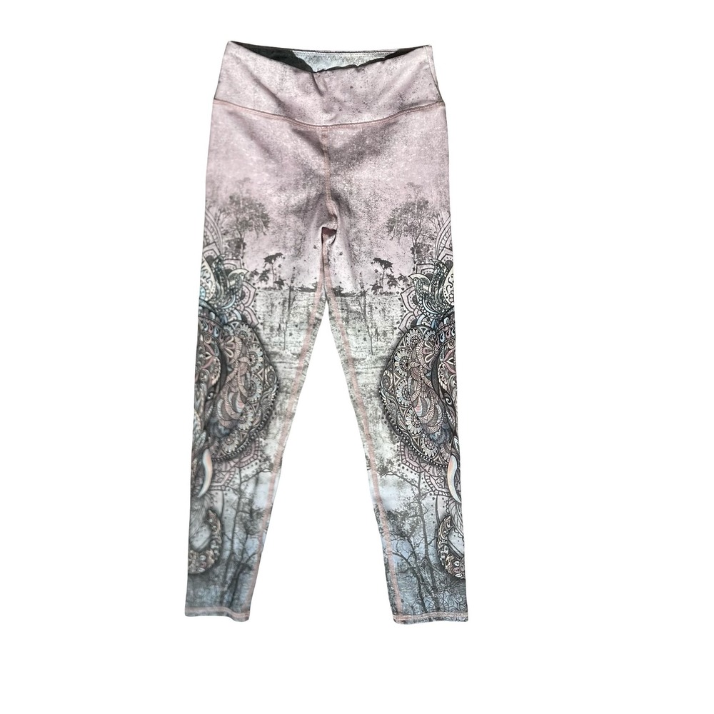 Evolution and Creation Pink Elephant Mandala Yoga Leggings Small Athleisure
